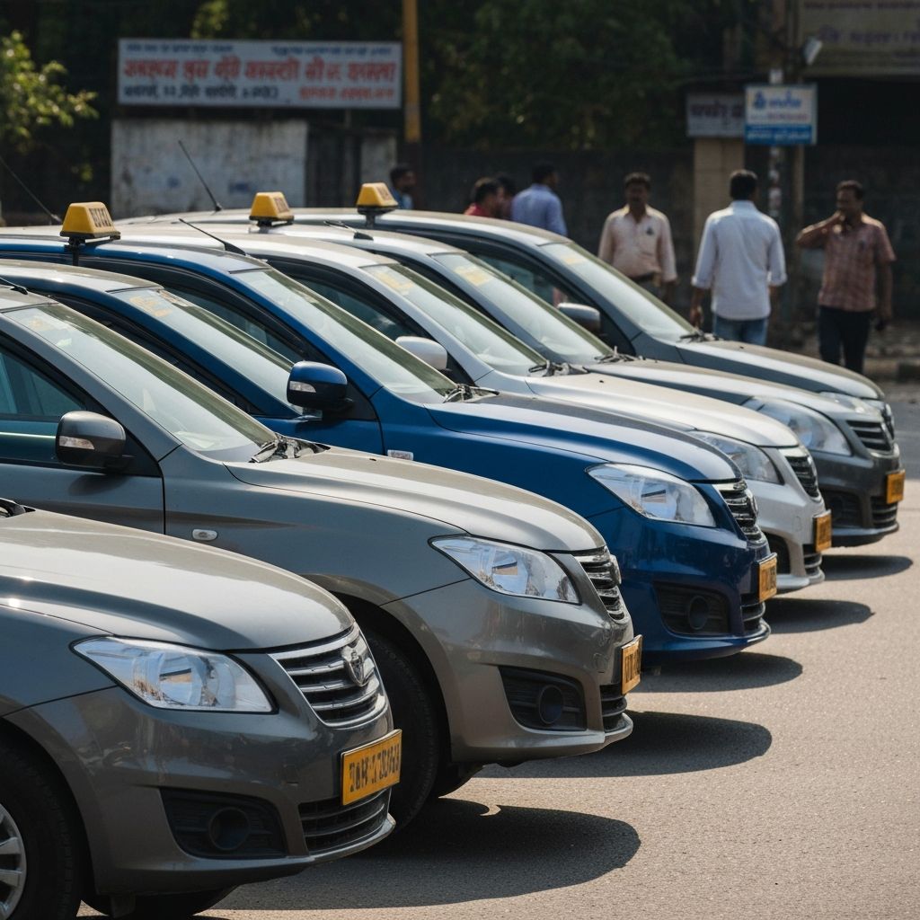 Fleet of taxi cars